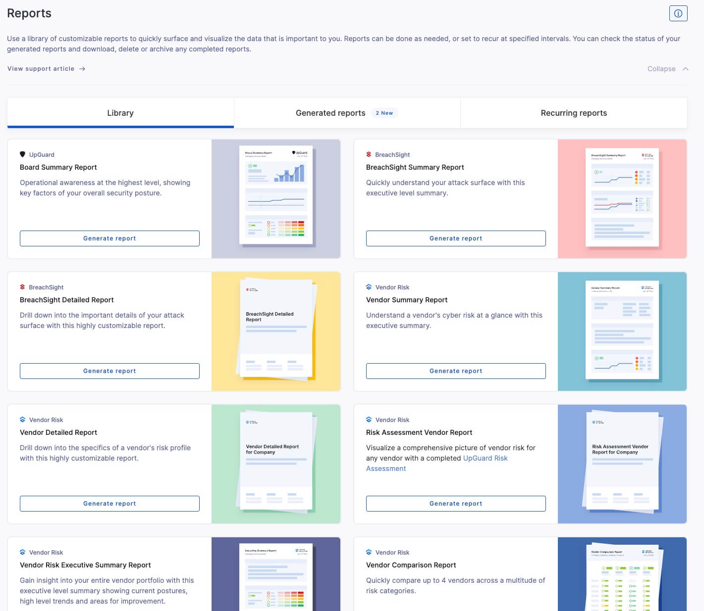 upguard's executive report template library