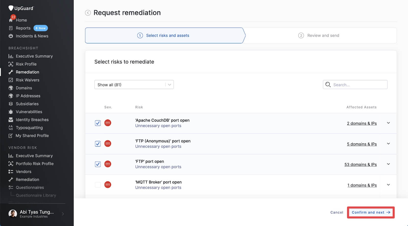 Risk remediation planner by UpGuard
