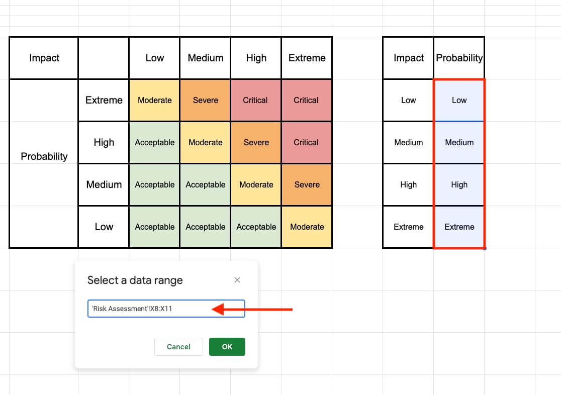 VRM assessment matrix template