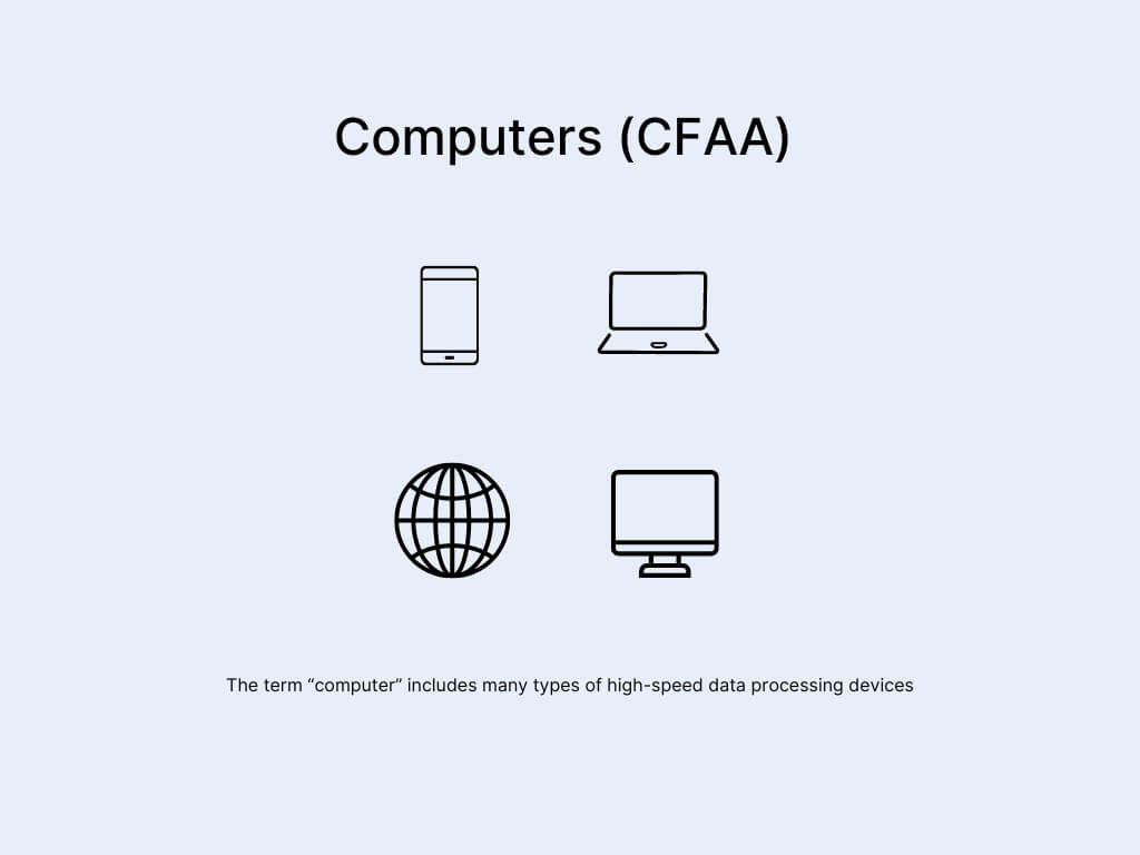 A figure displaying different types of Computer Fraud and Abuse Act computers.