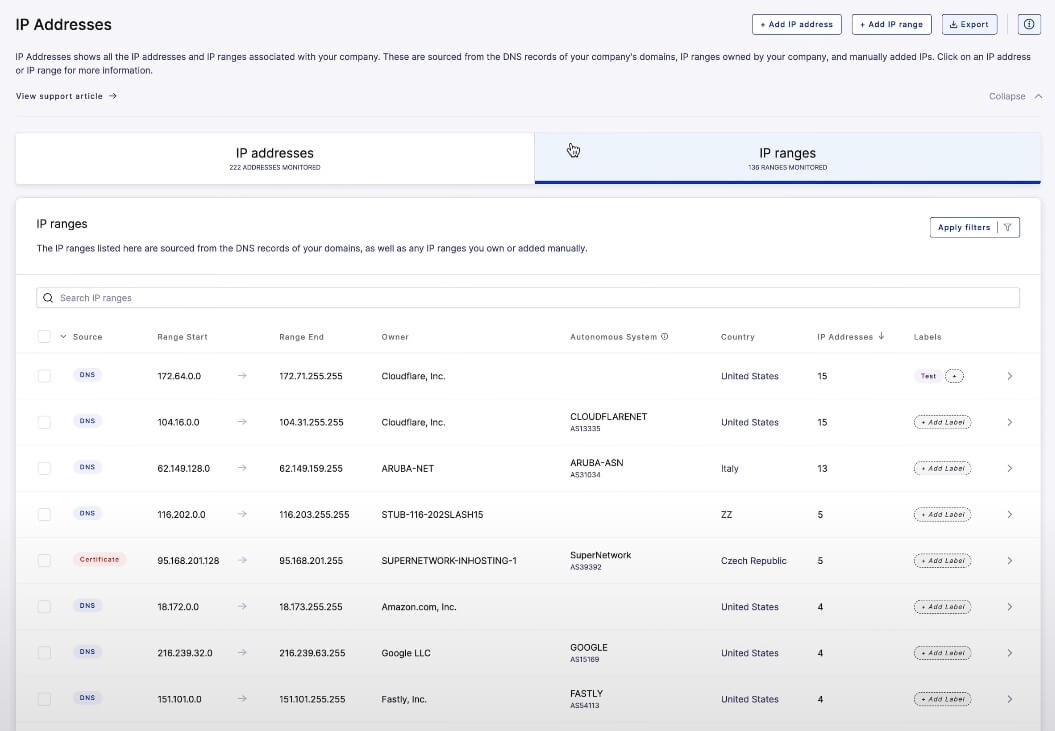 Web-facing asset discovery on the UpGuard platform.