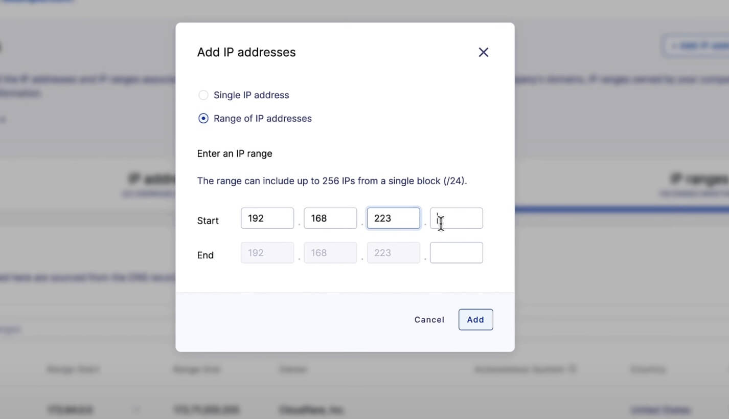 IP address range monitoring on the UpGuard platform.