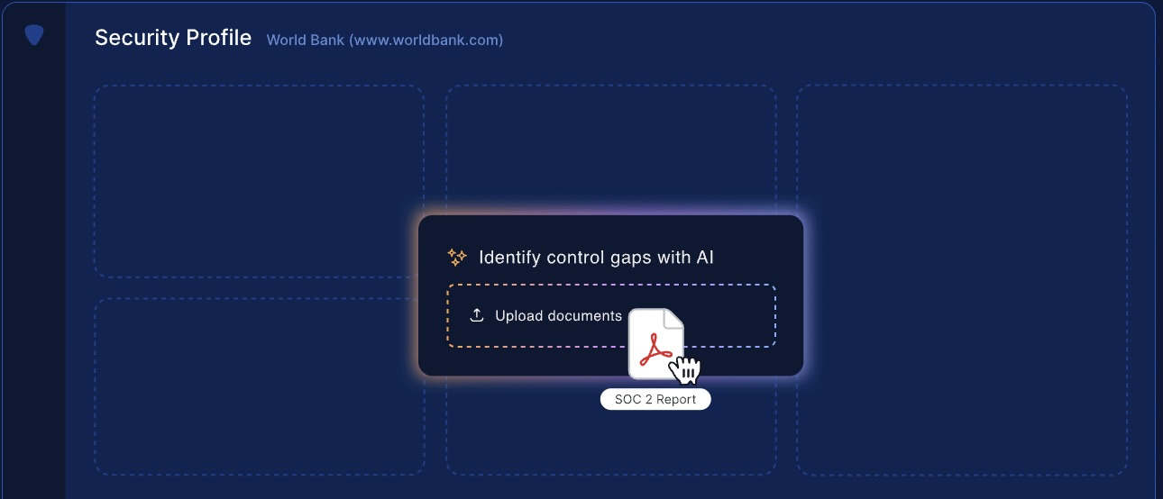 decorative screenshot of the additional evidence portal in the UpGuard Vendor Risk platform