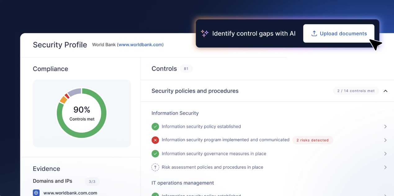 decorative image of an UpGuard AI-powered Security Profile