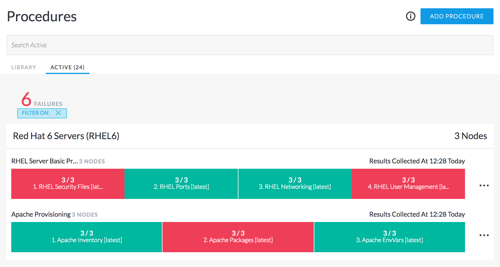 UpGuard procedure dashboard