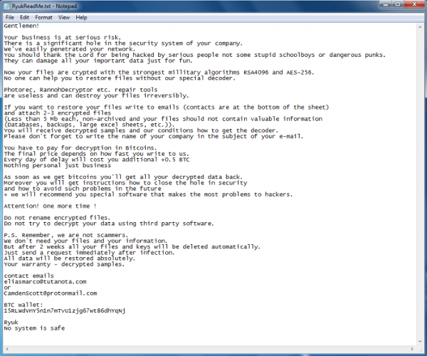 Ryuk Ransomware