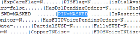 A call log, with the most sensitive data masked