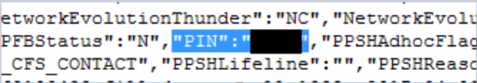 A call log, with the most sensitive data exposed (here redacted by UpGuard)