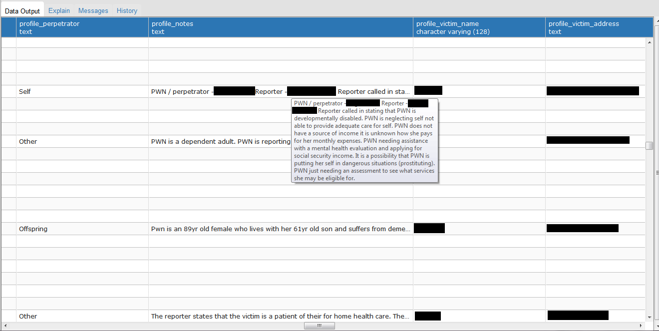 Another redacted call log. This one detailing the need for assistance in a mental health situation.