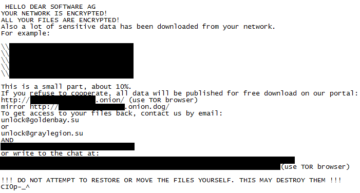software ag ransom note