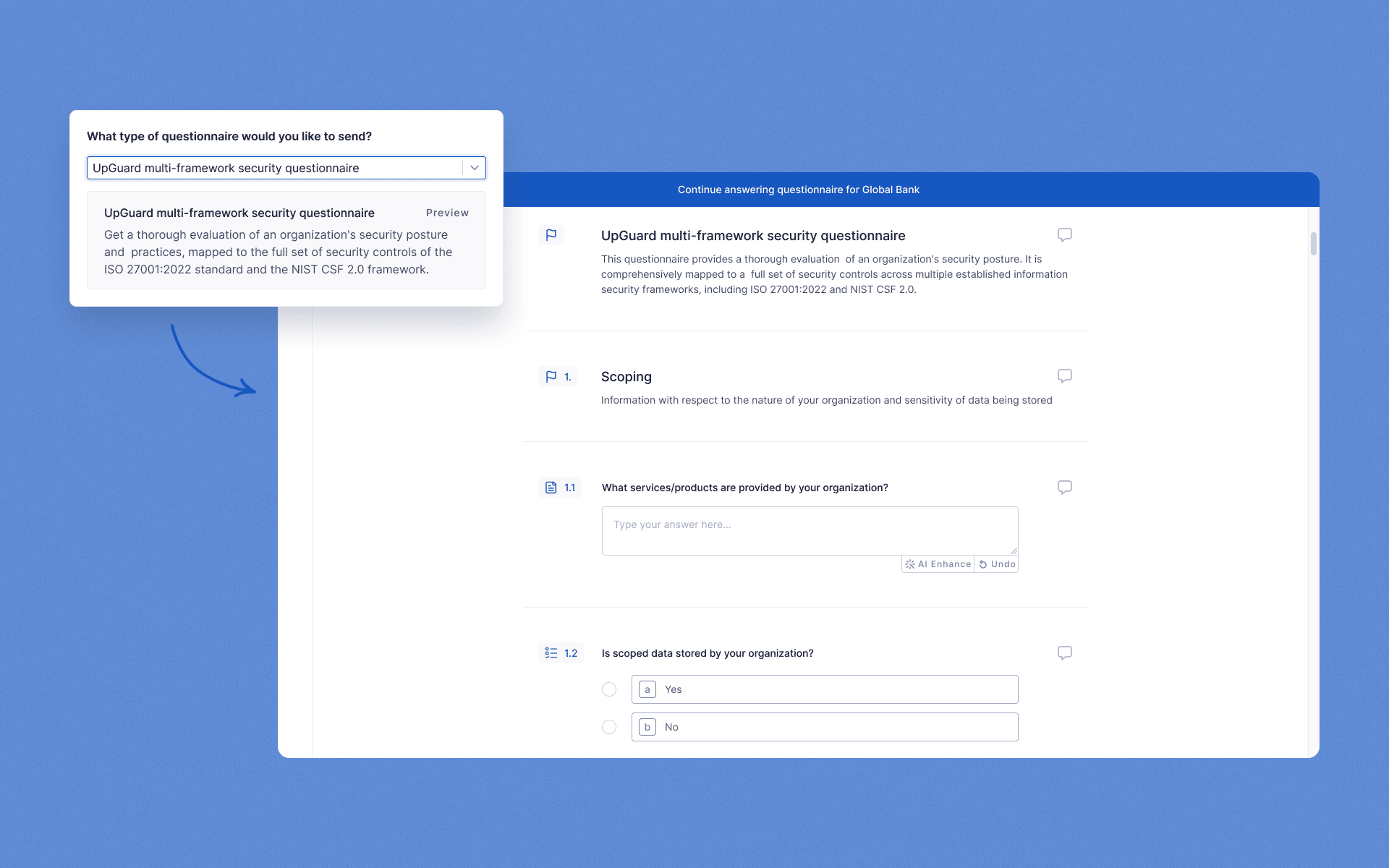 New multi-framework security questionnaire