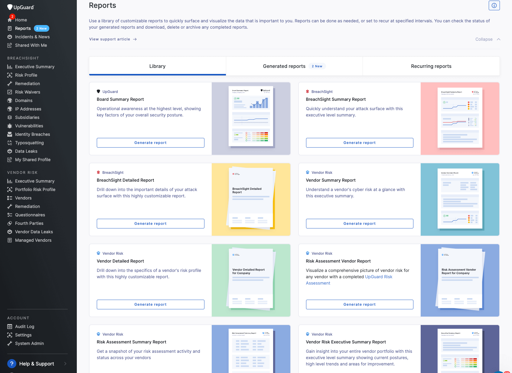 UpGuard's security report library.