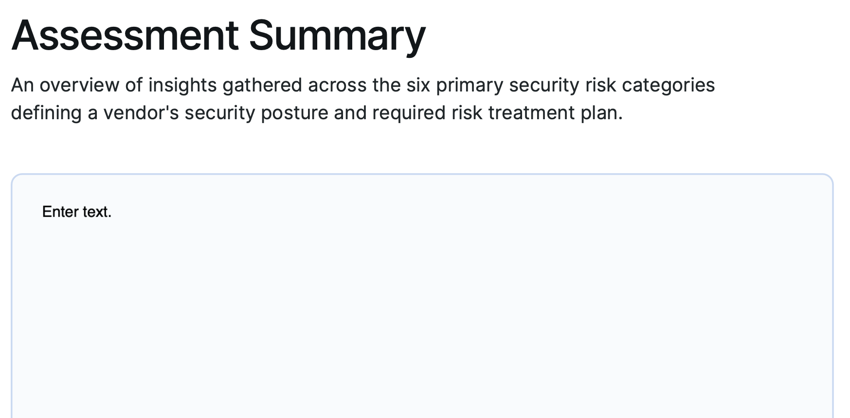 Assessment summary section of an ISO 27001 risk assessment template.