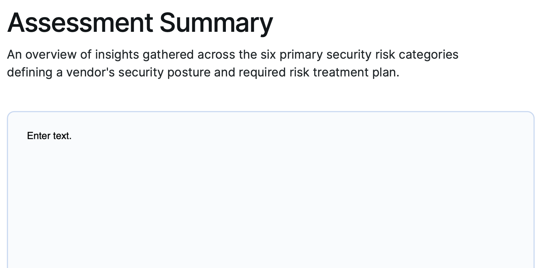 Assessment summary section of a NIST 800-53 risk assessment template.