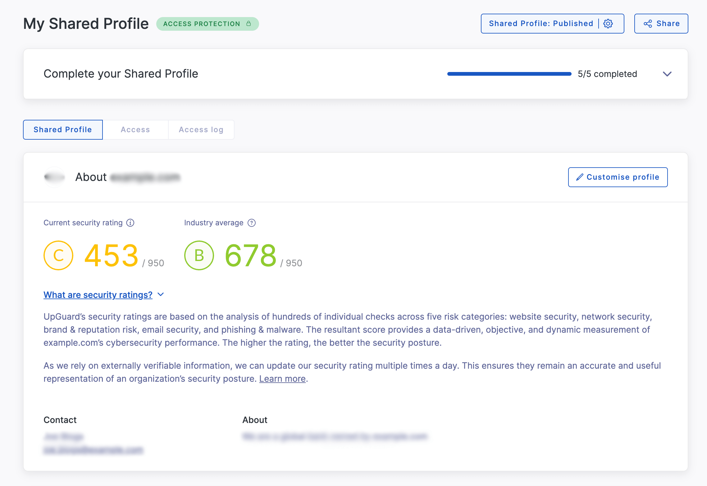 Vendor Trust Page on the UpGuard platform.