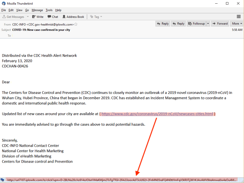 COVID-19 themed phishing email - Source: purplesec.us