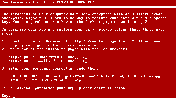 A screenshot of a ransomware message for a global infection campaign in 2016